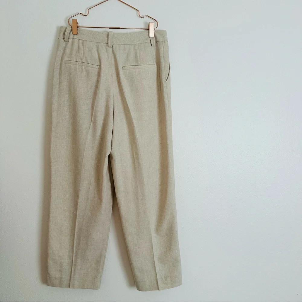 Zara cropped trousers pleated neutral pants - Picture 7 of 11